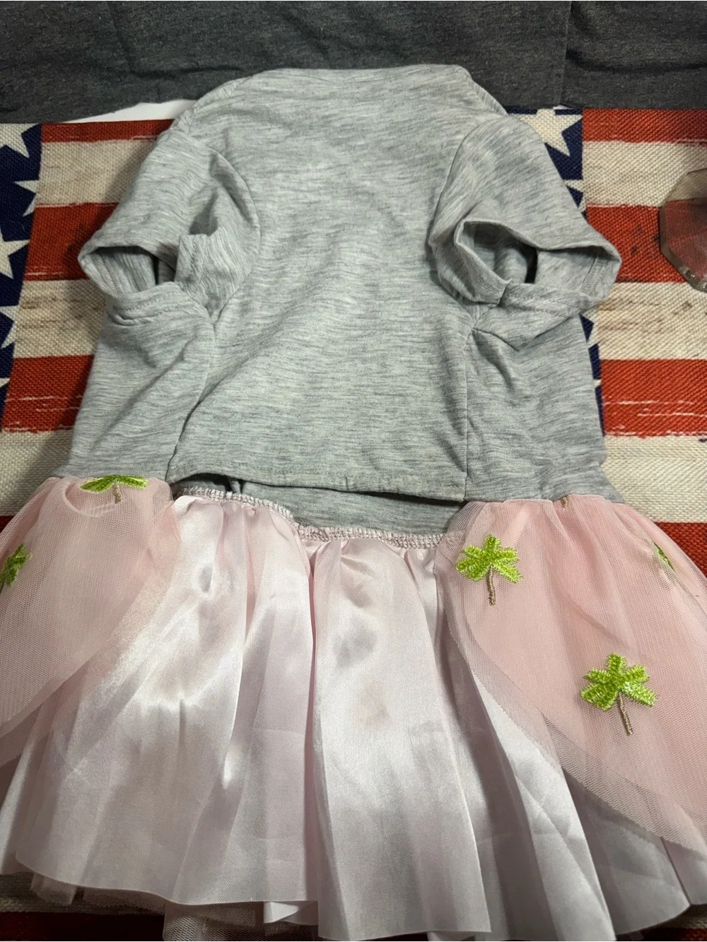 Talk to the Palm Gray & Pink Palm Tree Tutu Dog Dress